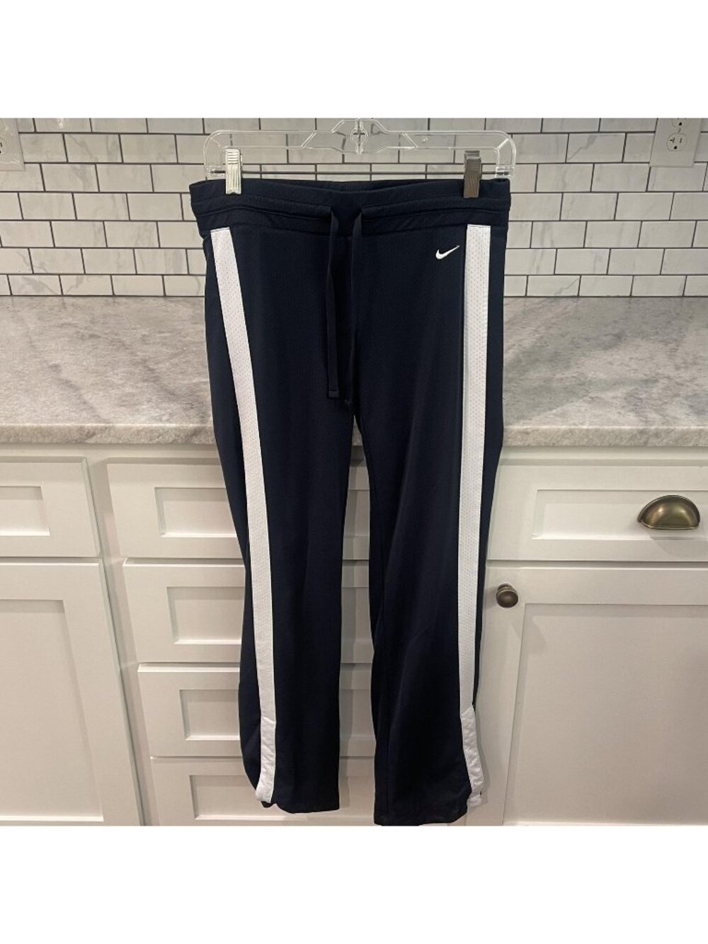 Nike Track Pants Womens Small Blue Side Stripe Snap Hem Athletic‎ Warm Up